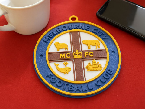 A-League melbourne city fc keychain badge color printable and renderable 3D Print Model