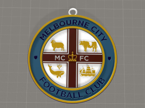 A-League melbourne city fc keychain badge color printable and renderable 3D Принт Модель
