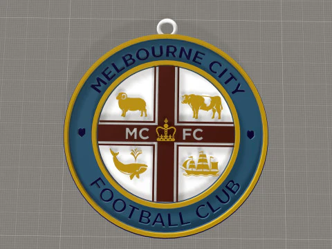 A-League melbourne city fc keychain badge color printable and renderable 3D Print Model