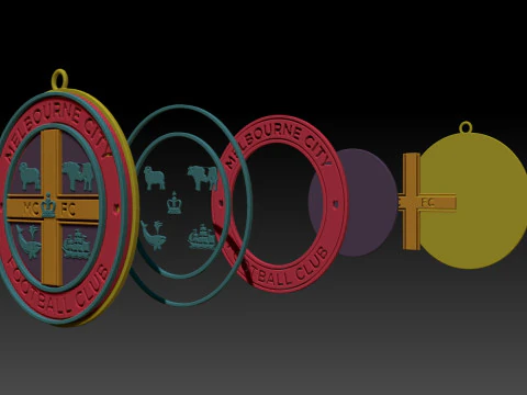 A-League melbourne city fc keychain badge color printable and renderable 3D Print Model