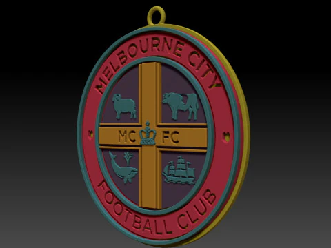 A-League melbourne city fc keychain badge color printable and renderable 3D Print Model