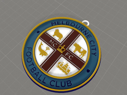 A-League melbourne city fc keychain badge color printable and renderable 3D Print Model