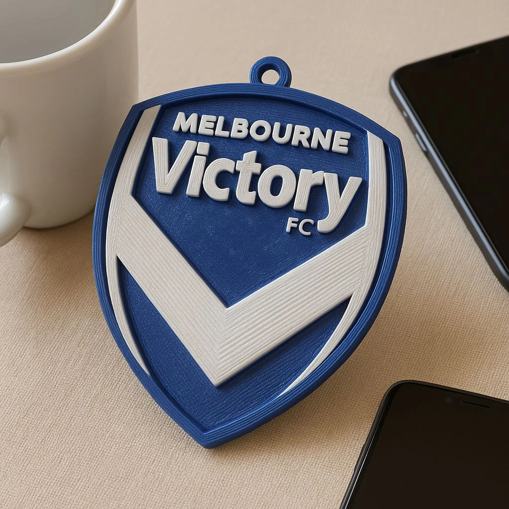 A-League melbourne victory keychain badge color printable and renderable 3D Print Model .c4d .max .obj .3ds .fbx .stl .blend 