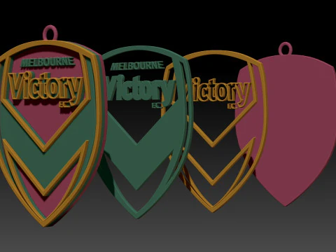 A-League melbourne victory keychain badge color printable and renderable 3D Print Model
