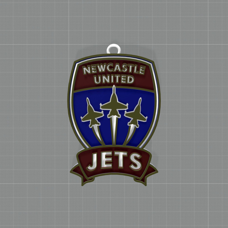 A-League newcastle jets keychain badge color printable and renderable 3D Принт Модель .c4d .max .obj .3ds .fbx .stl .blend