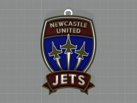 A-League newcastle jets keychain badge color printable and renderable 3D Print Model