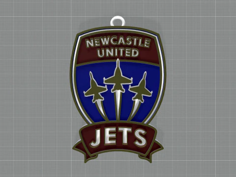 A-League newcastle jets keychain badge color printable and renderable 3D Print Model