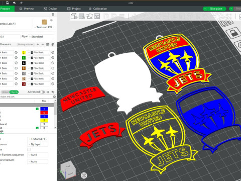 A-League newcastle jets keychain badge color printable and renderable Modello di stampa 3D