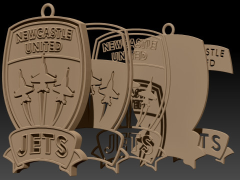 A-League newcastle jets keychain badge color printable and renderable Modello di stampa 3D