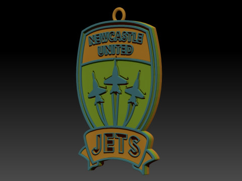 A-League newcastle jets keychain badge color printable and renderable Modello di stampa 3D
