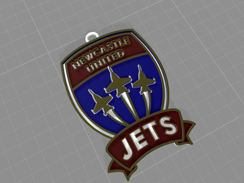A-League newcastle jets keychain badge color printable and renderable Modello di stampa 3D