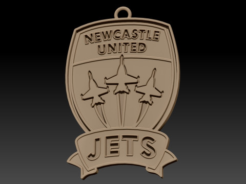 A-League newcastle jets keychain badge color printable and renderable Modello di stampa 3D