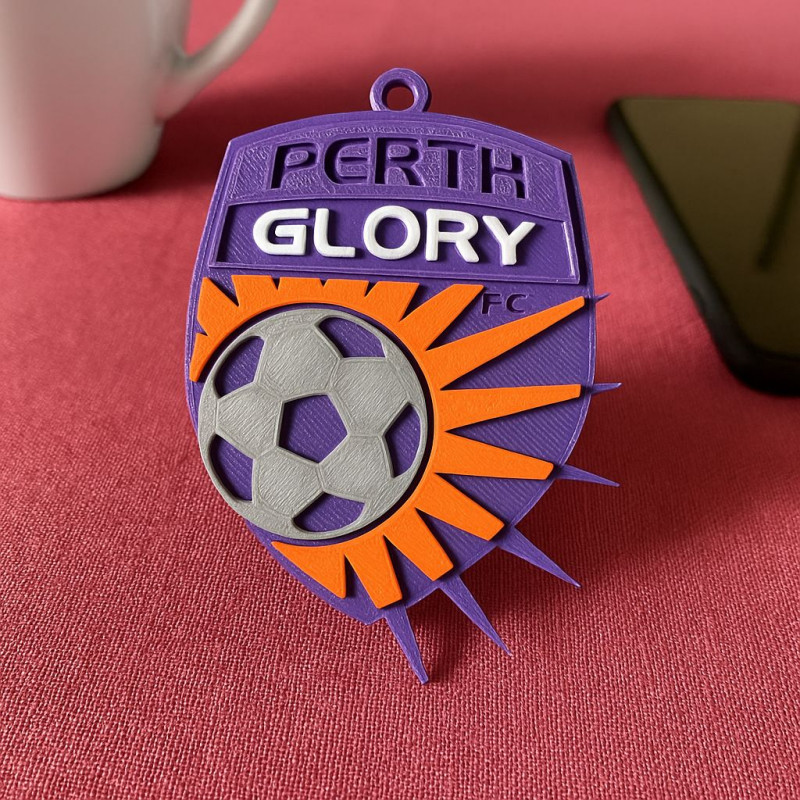 A-League Perth Glory FC keychain badge color printable and renderable 3Dプリントモデル .c4d .max .obj .3ds .fbx .stl .blend