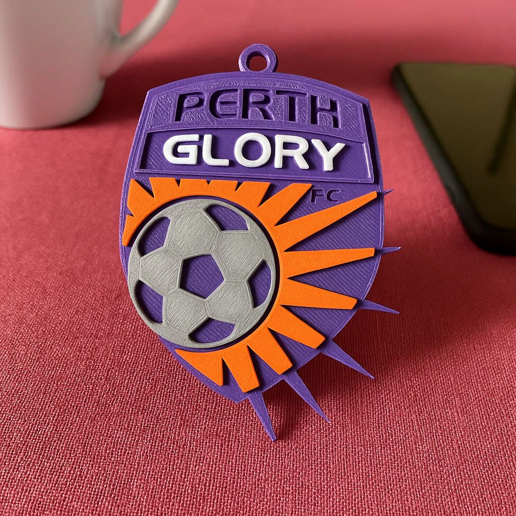 A-League Perth Glory FC keychain badge color printable and renderable 3D Print Model .c4d .max .obj .3ds .fbx .stl .blend 
