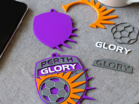 A-League Perth Glory FC keychain badge color printable and renderable Modello di stampa 3D