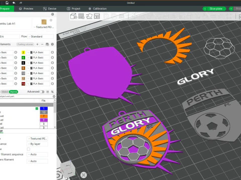 A-League Perth Glory FC keychain badge color printable and renderable 3D Print Model