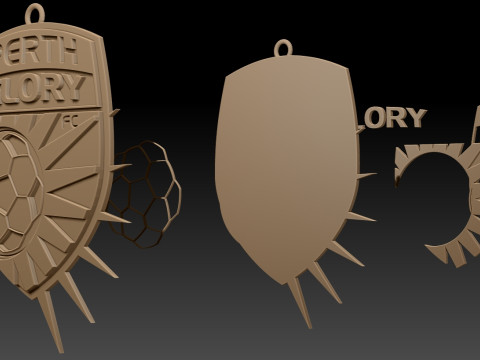 A-League Perth Glory FC keychain badge color printable and renderable Modello di stampa 3D