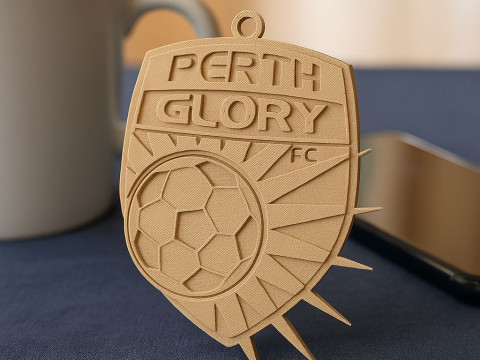 A-League Perth Glory FC keychain badge color printable and renderable Modello di stampa 3D