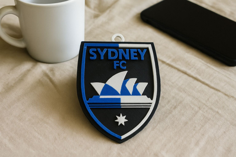 A-League sydney fc keychain badge color printable and renderable Modello di stampa 3D .c4d .max .obj .3ds .fbx .stl .blend