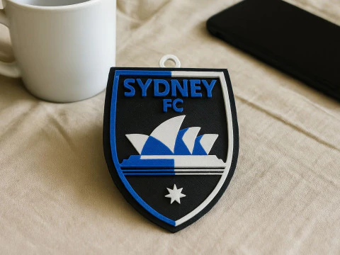 A-League Sydney FC Schl&uuml;sselanh&auml;nger-Abzeichen in Farbe zum Ausdrucken und Rendern 3D Druckmodell