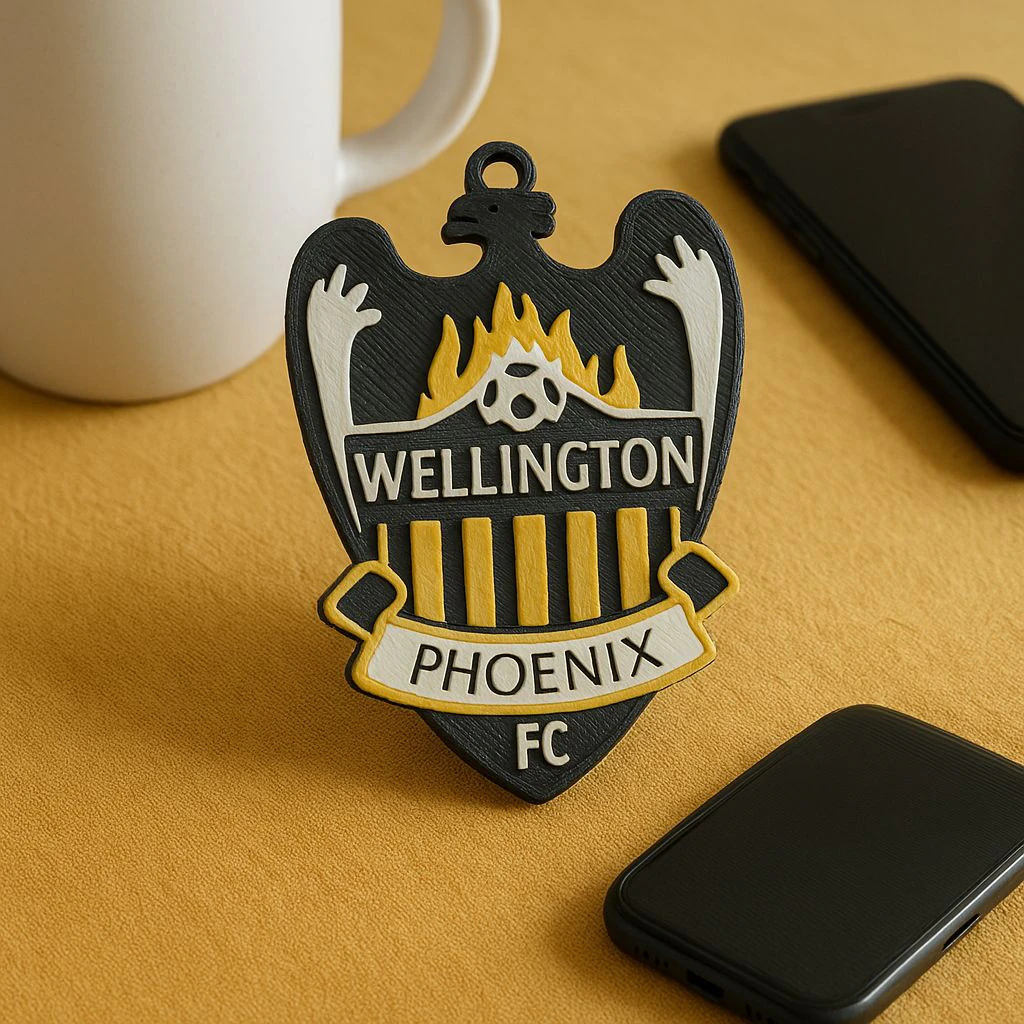 A-League wellington phoenix fc keychain badge color printable and renderable 3D Print Model .c4d .max .obj .3ds .fbx .stl .blend 