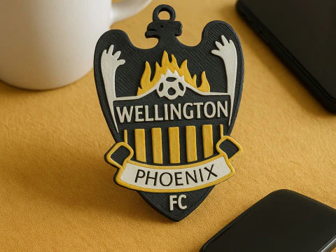 A-League wellington phoenix fc keychain badge color printable and renderable 3D Print Model