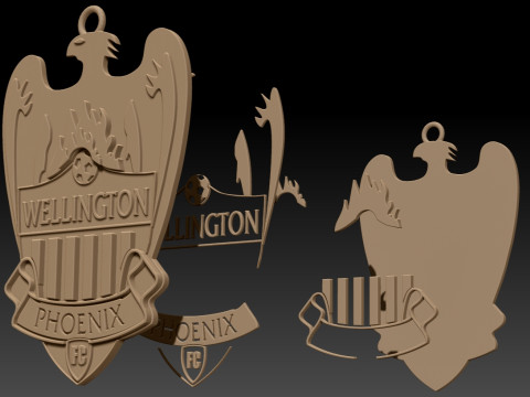 A-League wellington phoenix fc keychain badge color printable and renderable 3D Baskı Modeli