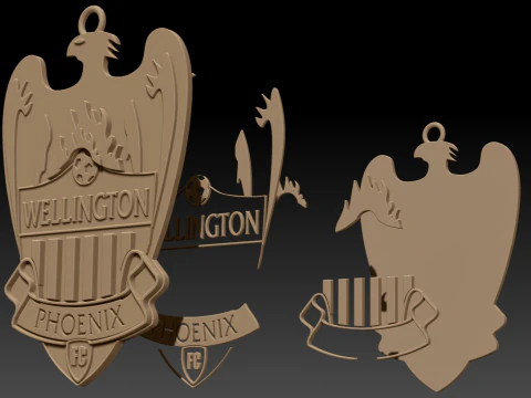 A-League wellington phoenix fc keychain badge color printable and renderable 3D Print Model