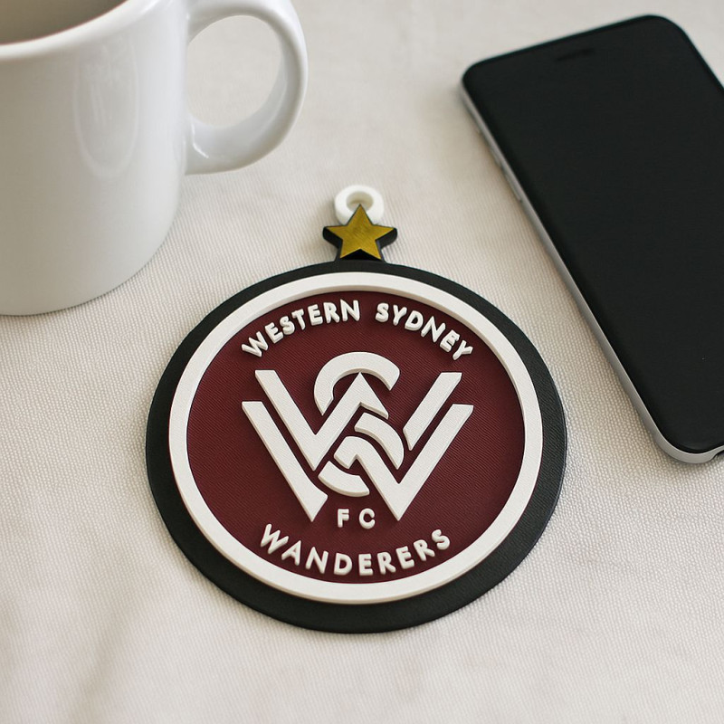A-League western sydney wanderers badge color printable and renderable 3D Druckmodell .c4d .max .obj .3ds .fbx .stl .blend