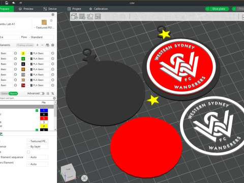 A-League western sydney wanderers badge color printable and renderable 3D Druckmodell