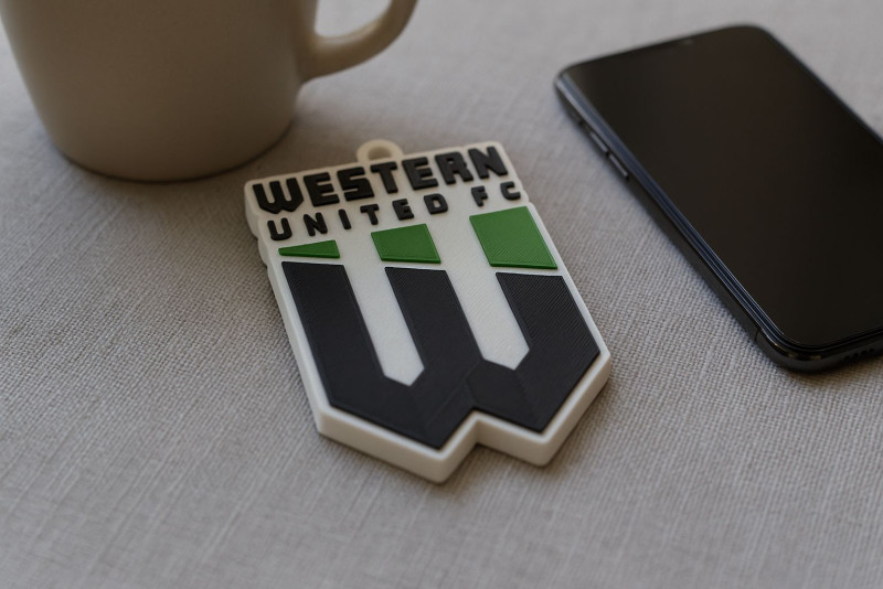A-League western united badge color printable and renderable 3D 打印模型 .c4d .max .obj .3ds .fbx .stl .blend