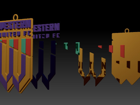 A-League western united badge color printable and renderable 3D 打印模型