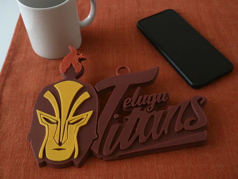 PKL Telugu Titans badge color printable and renderable 3D Print Model