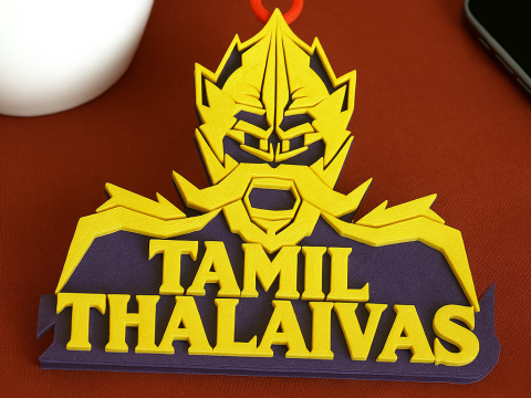 PKL Tamil Thalaivas badge color printable and renderable Model Cetak 3D
