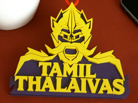 PKL Tamil Thalaivas-badge in kleur afdrukbaar en renderbaar 3D printmodel