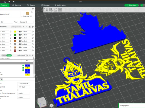 PKL Tamil Thalaivas badge color printable and renderable 3D Print Model