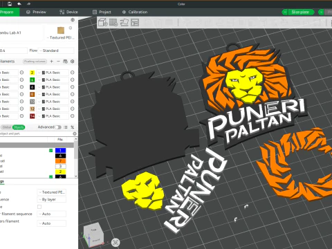 PKL Puneri Paltan badge color printable and renderable 3D Print Model