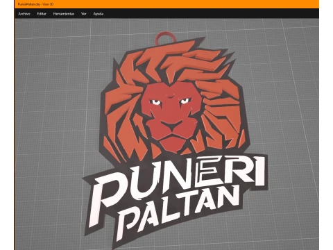 PKL Puneri Paltan badge color printable and renderable 3D Print Model