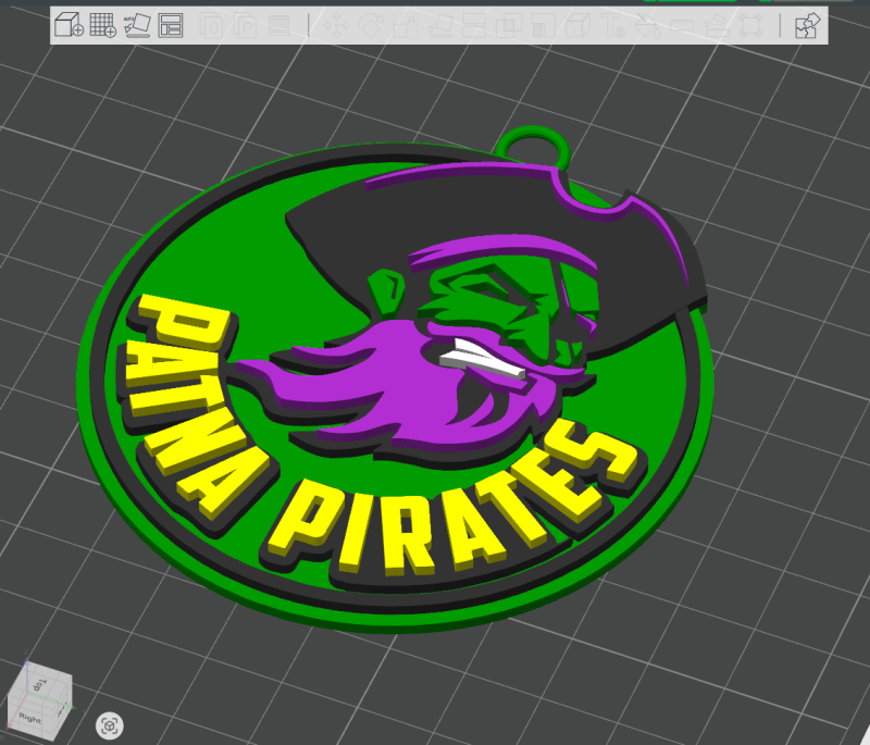 PKL Patna Pirates badge color printable and renderable Model do druku 3D .c4d .max .obj .3ds .fbx .stl .blend 