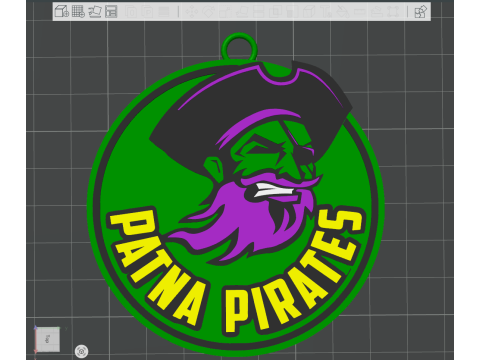 PKL Patna Pirates badge color printable and renderable Model do druku 3D