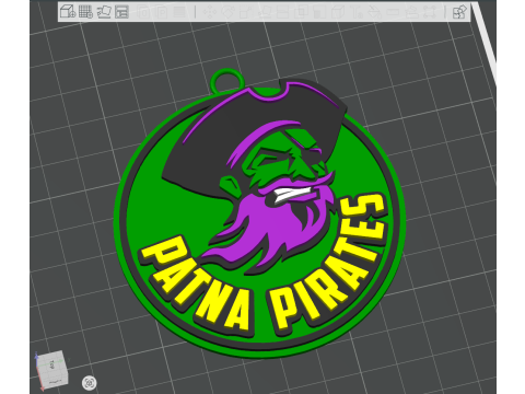 PKL Patna Pirates badge color printable and renderable Model do druku 3D