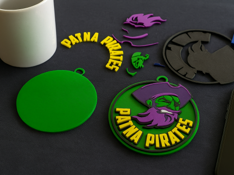 PKL Patna Pirates badge color printable and renderable Model do druku 3D