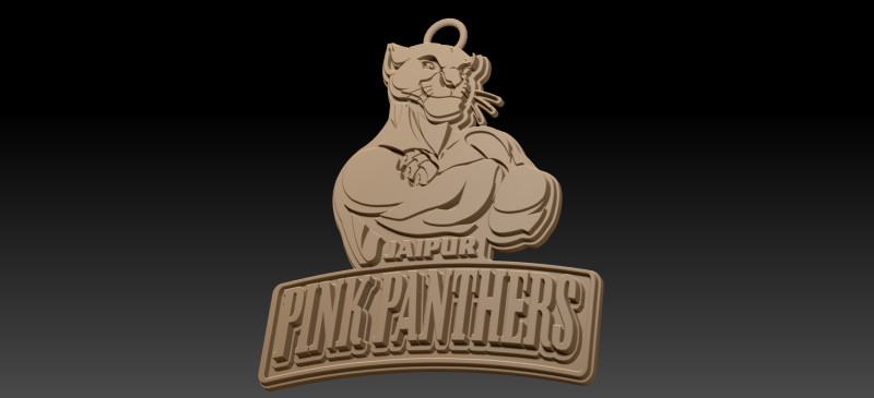 PKL Jaipur Pink Panthers badge color printable and renderable 3D Baskı Modeli .c4d .max .obj .3ds .fbx .stl .blend 