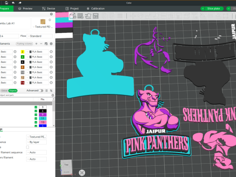 PKL Jaipur Pink Panthers badge color printable and renderable 3D Baskı Modeli