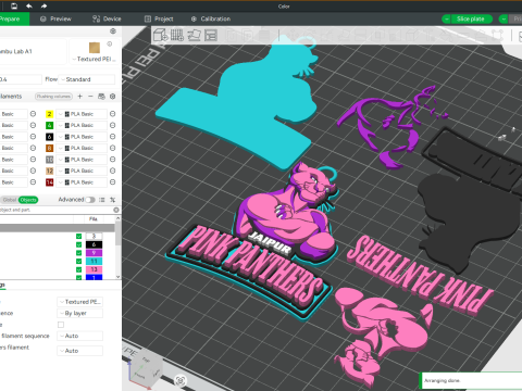 PKL Jaipur Pink Panthers badge color printable and renderable 3D Baskı Modeli