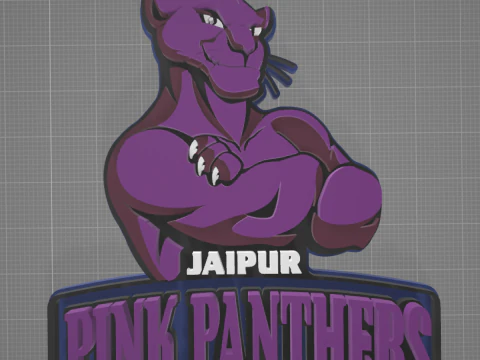 PKL Jaipur Pink Panthers badge color printable and renderable 3D Print Model