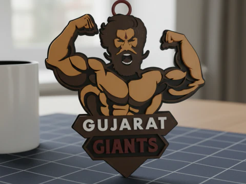 PKL Gujarat Giants badge color printable and renderable 3D Print Model