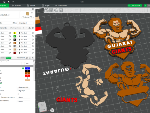 PKL Gujarat Giants badge color printable and renderable Modelo de impresión 3D