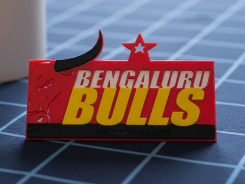 PKL Bengaluru Bulls badge color printable and renderable 3D Print Model