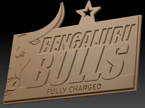 PKL Bengaluru Bulls badge color printable and renderable 3D Print Model
